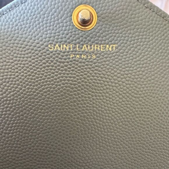 Auth Saint Laurent Gray Caviar Quilted Cassandre Wallet On Chain (WOC) Clutch - Picture 8 of 14